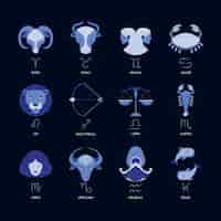 Free vector flat zodiac sign collection