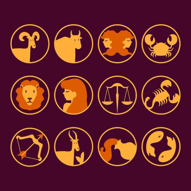 Free vector flat zodiac sign collection