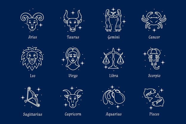 Flat zodiac sign collection