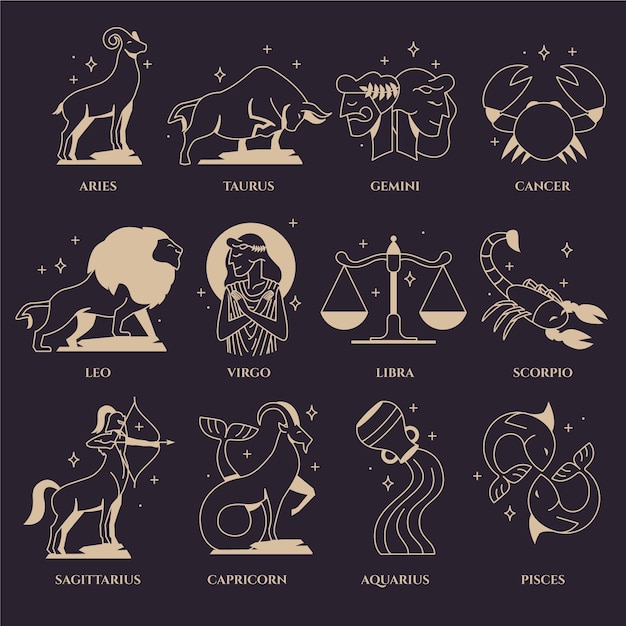 Flat zodiac sign collection