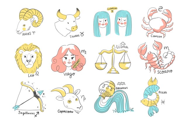 Flat zodiac sign collection