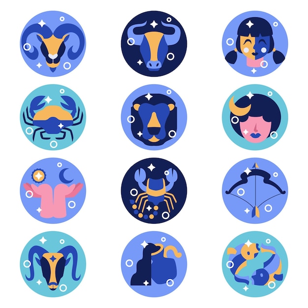 Free vector flat zodiac sign pack