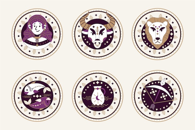 Flat zodiac sign set