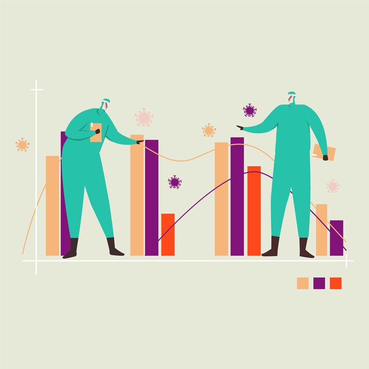 Free Vector flatten the curve with chart
