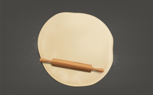 Free vector flattening dough with rolling pin realistic vector