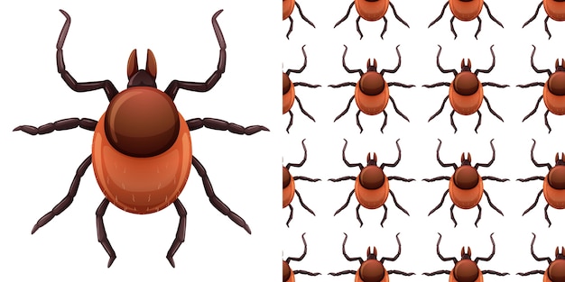 Бесплатное векторное изображение Блохи насекомых, изолированные на белом фоне и бесшовные