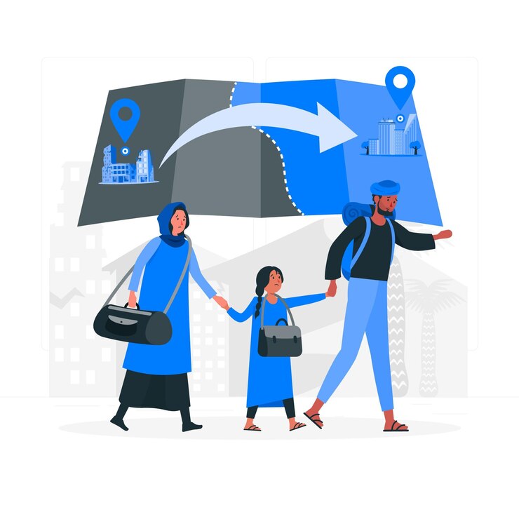 Free Vector fleeing their homeland concept illustration