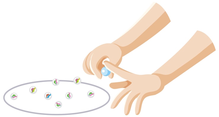 Free Vector flicking hand and marbles