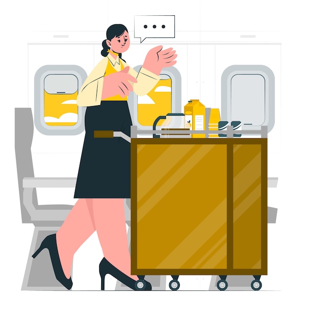 Бесплатное векторное изображение Иллюстрация концепции стюардесы