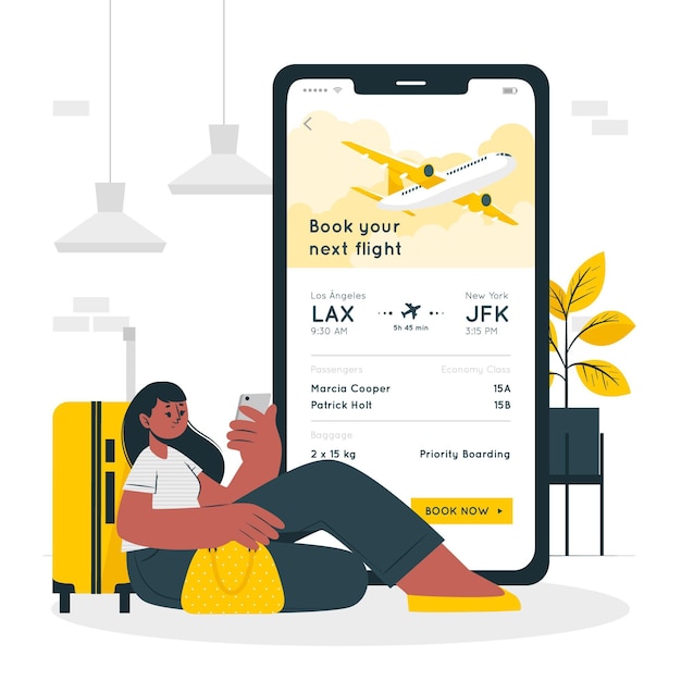 Flight booking concept illustration