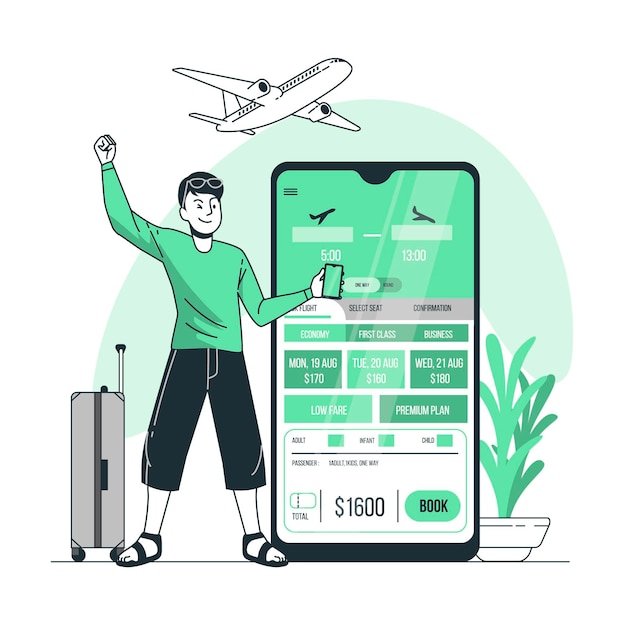 Flight booking concept illustration