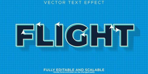 Free vector flight text effect editable plane and travel text style