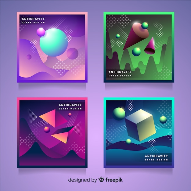 Floating 3d polygons cover pack