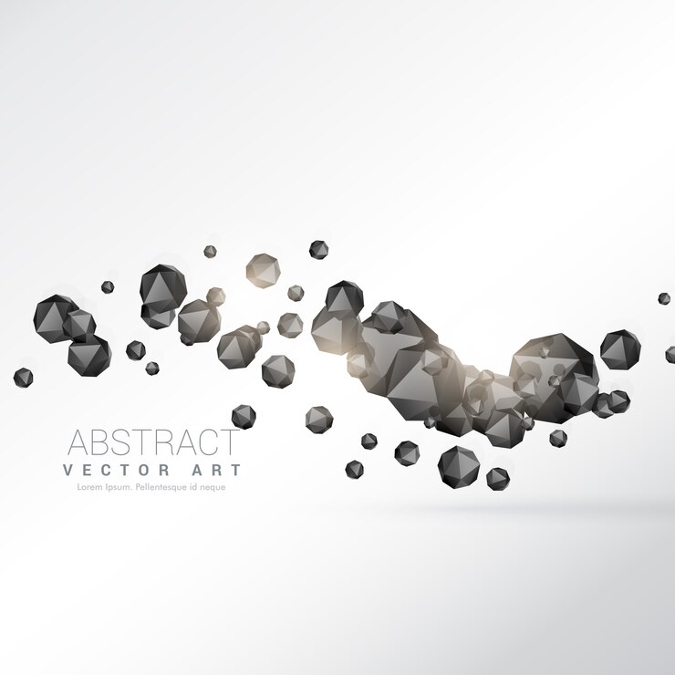 Free Vector floating 3d polyheron shapes on white background