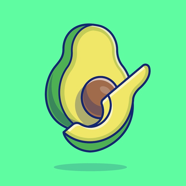 Floating avocado slice cartoon vector icon illustration food nature icon concept isolated premium