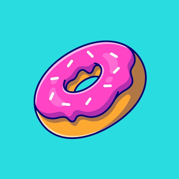 Floating Doughnut Cartoon  Icon Illustration. Food Object Icon Concept Isolated  . Flat Cartoon Style