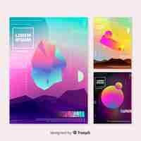 Free vector floating geometric shapes brochure pack