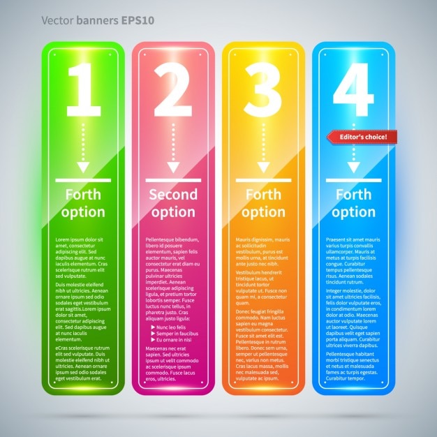 Бесплатное векторное изображение Плавающий глянцевые красочные баннеры с вариантами