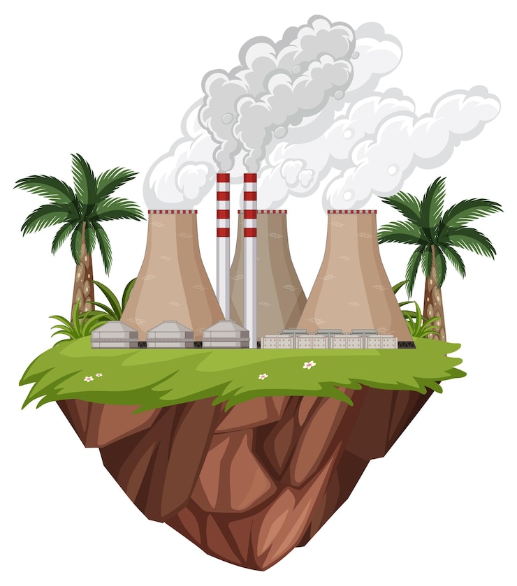 Free Vector floating industrial power plant