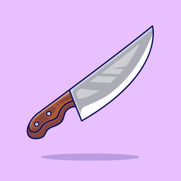 Floating Knife Cartoon Vector Icon Illustration. Food Object Icon Concept Isolated Premium Vector