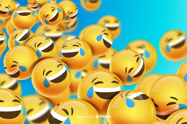 Vettore gratuito personaggi emoji che ridono galleggianti