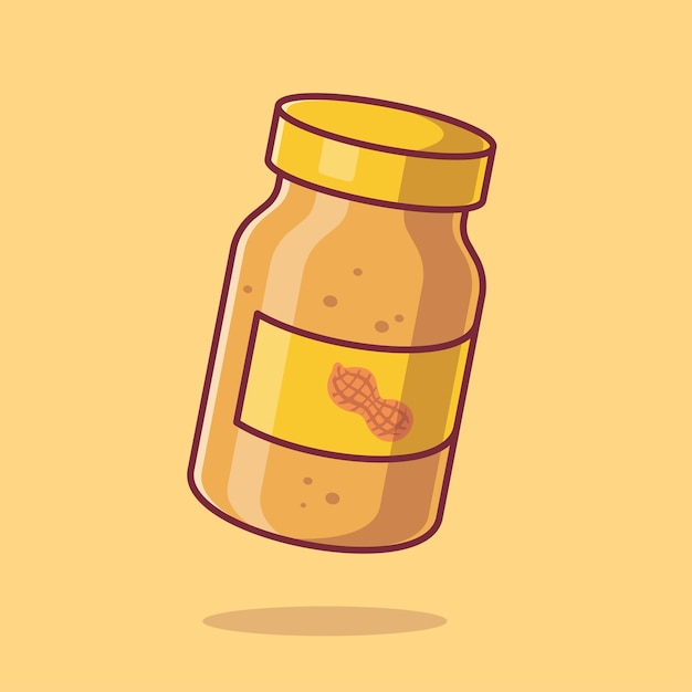 Floating Peanut Jam Cartoon Vector Icon Illustration Food Object Icon Concept Isolated Flat Cartoon