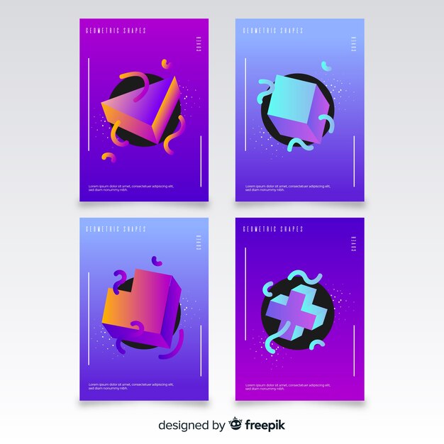 Floating polygonal shapes brochure set