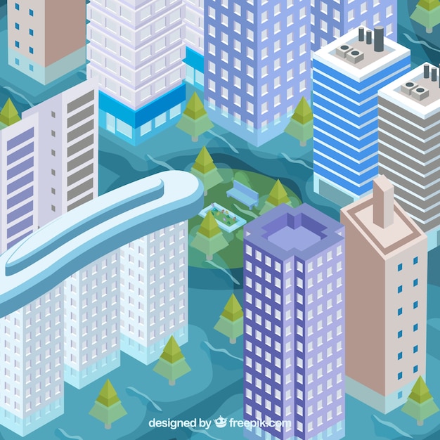 Free vector flood in city