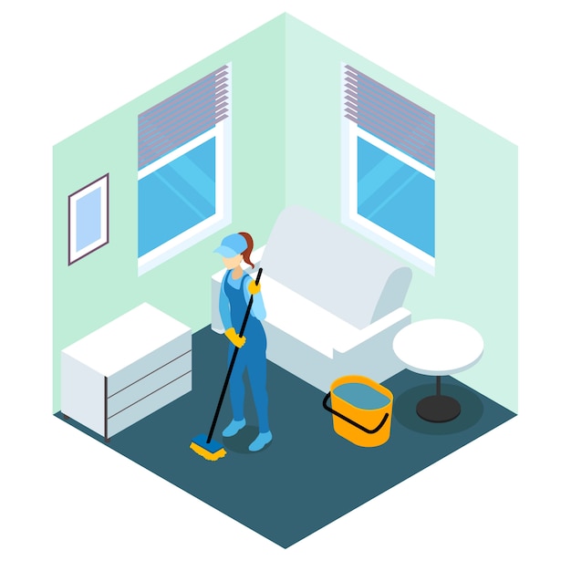 Free vector floor cleaning isometric design