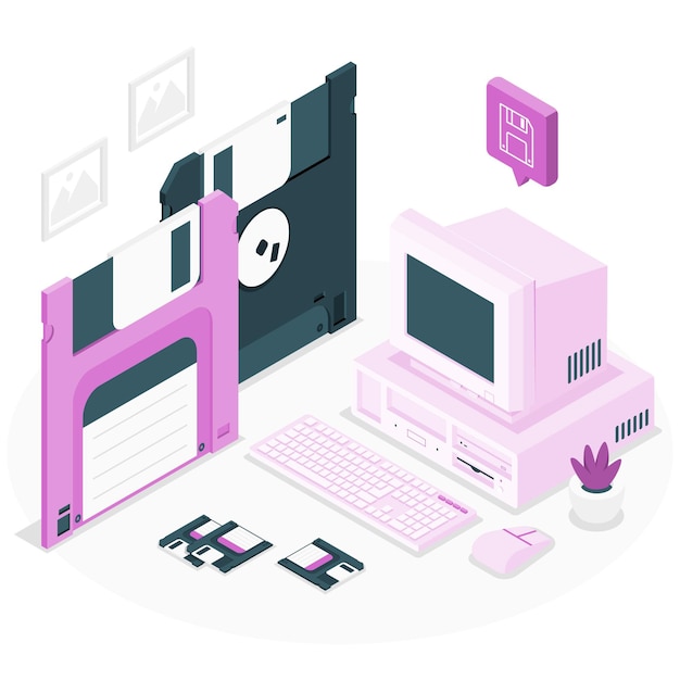 Vettore gratuito illustrazione di floppy diskvconcept