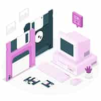 Vettore gratuito illustrazione di floppy diskvconcept