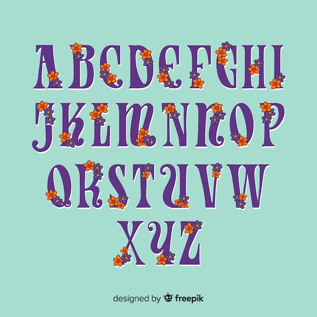 Free vector floral 60's style alphabet
