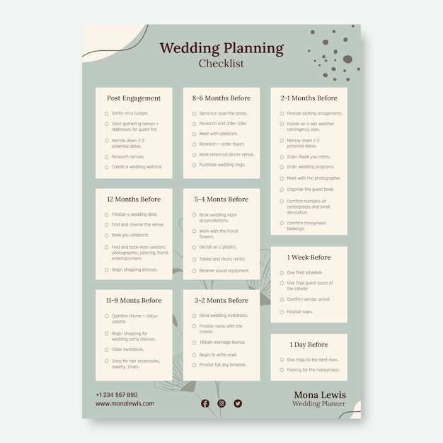 Floral abstract mona lewis wedding planner checklist