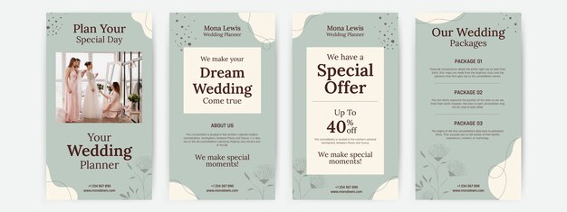 Floral abstract wedding planner instagram story set