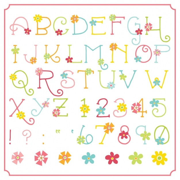 Бесплатное векторное изображение Цветочный алфавит дизайн