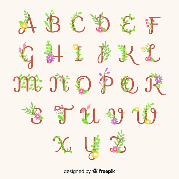 Free vector floral alphabet template