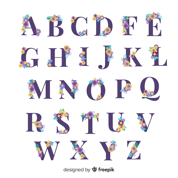 Бесплатное векторное изображение Цветочный алфавит
