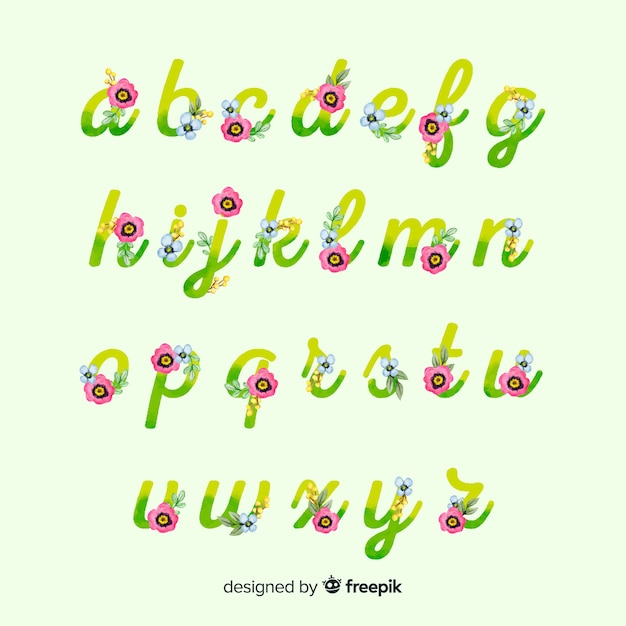 Free vector floral alphabet