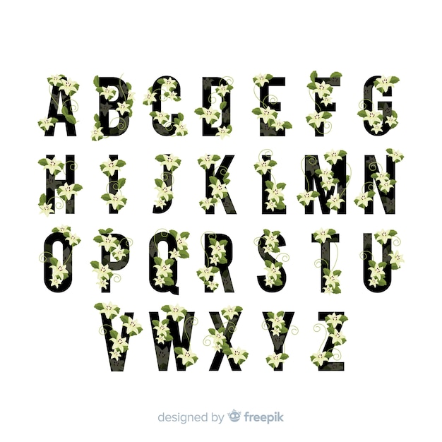 Free vector floral alphabet