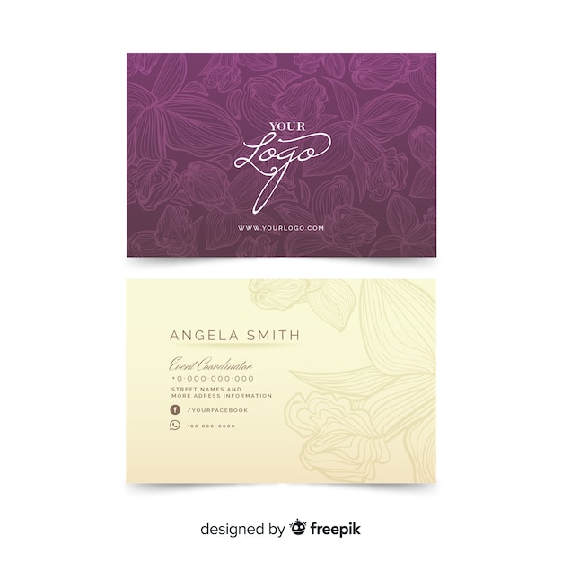 Floral arrangement on business card template