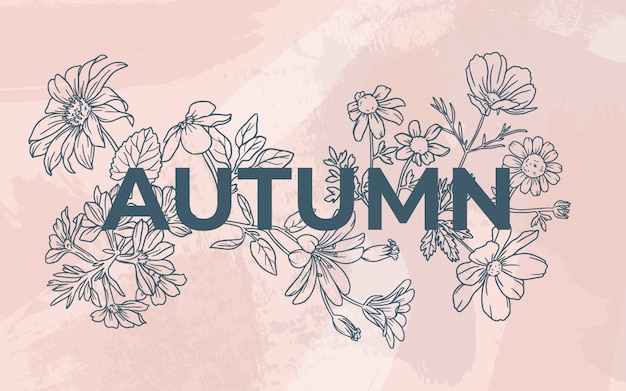 Free vector floral autumn with watercolor background