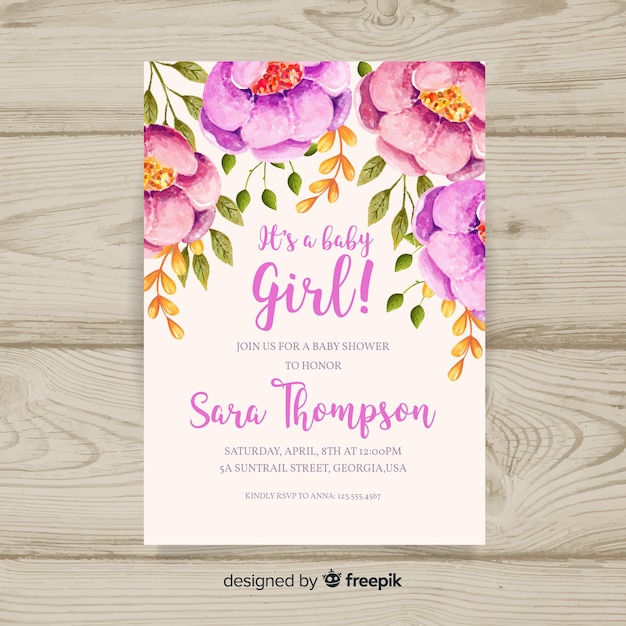 Floral baby shower template