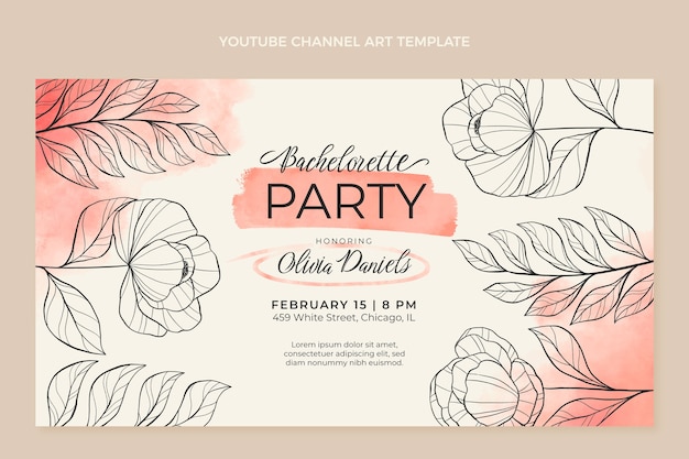 Free vector floral bachelorette party youtube channelart