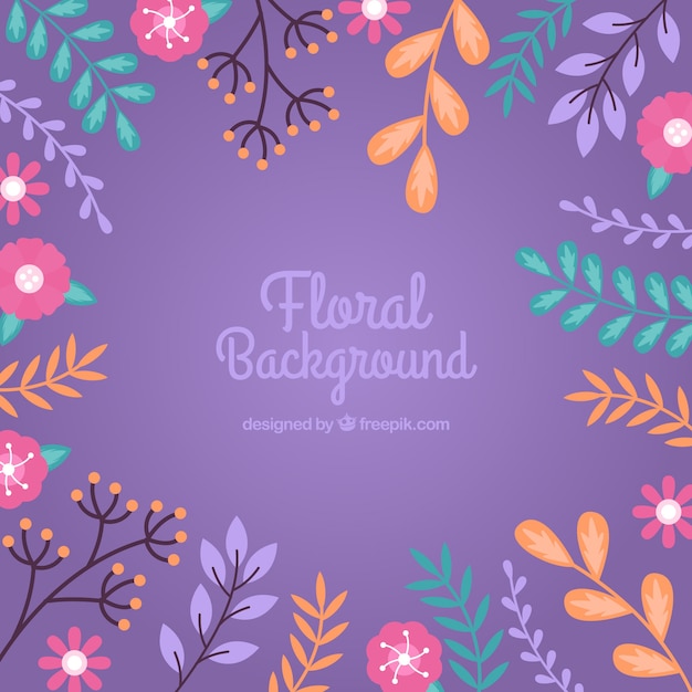 Floral background in flat style
