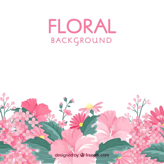 Floral background in flat style