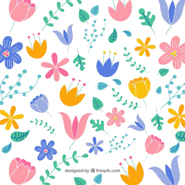 Floral background in flat style