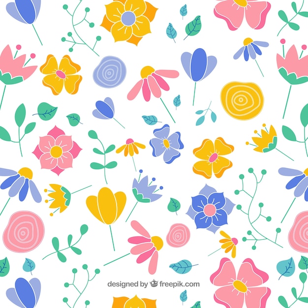 Floral background in flat style