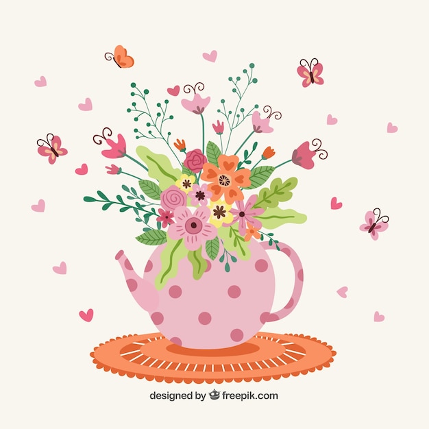 Free vector floral background in hand drawn style