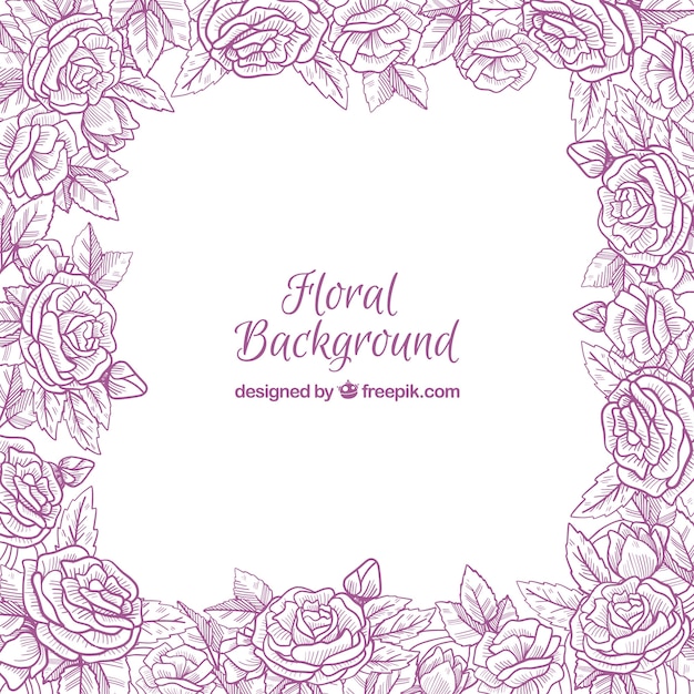 Floral background in hand drawn style