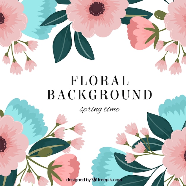 Floral background in hand drawn style